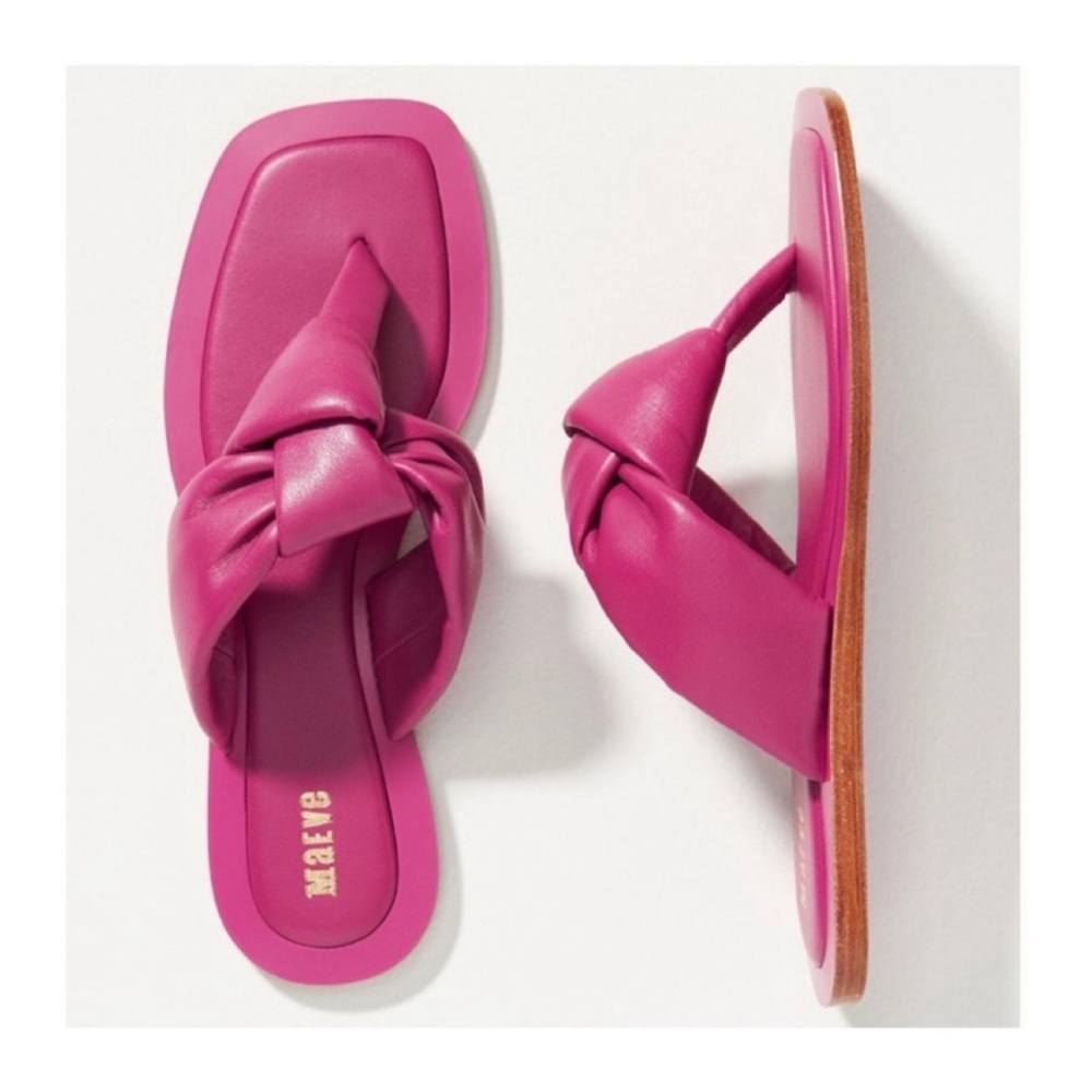 🆕 NWT Anthropologie|Maeve Puffy Knotted Sandals 🩴 - Pink US 6/EU 37